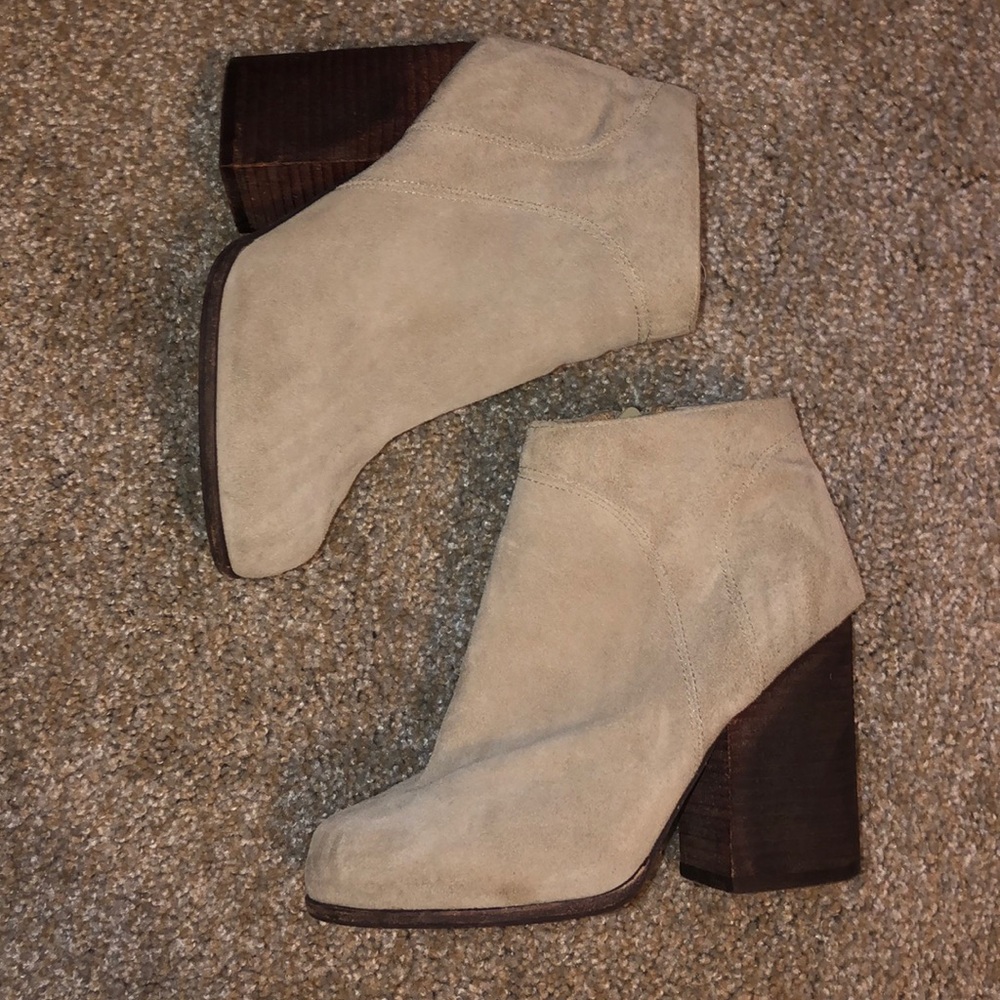 Beige suede booties